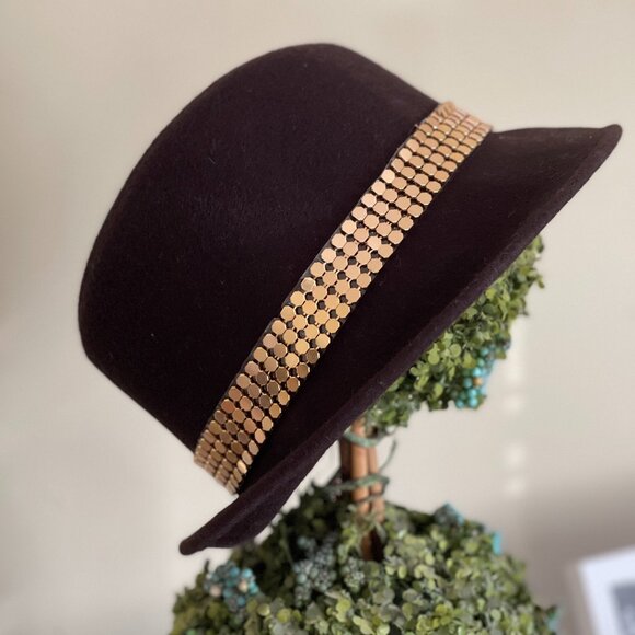 Accented Brown Wool Hat - Picture 1 of 12